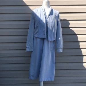 Vtg 80s JCPenney teacher secretary best dress blue